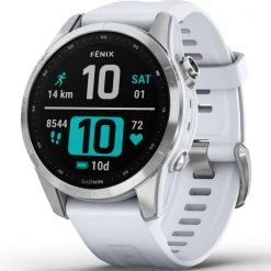 Montres Cardio GPS GARMIN FENIX 7S SILVER W/WHITE BAND 22 Blanc / Gris