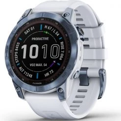Montres Cardio GPS GARMIN FENIX 7 SAPPHIRE SOLAR COBALT BLUE W/WHITE BAND 22 Bleu / Blanc
