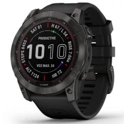 Montres Cardio GPS GARMIN FENIX 7X SAPPHIRE SOLAR CARBON GREY W/BLACK BAND 22 Noir