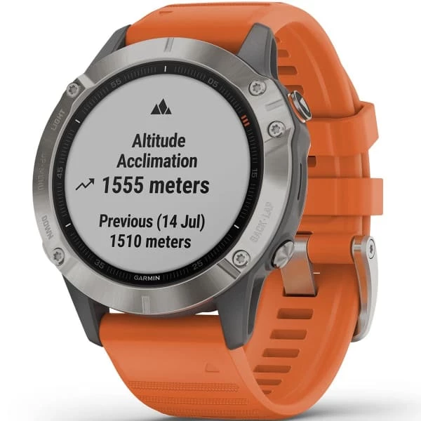 Montres Cardio GPS GARMIN FENIX 6 SAPPHIRE TITANE GRAY W/ORANGE BAND 21 Orange / Gris 2 Montres Cardio GPS GARMIN FENIX 6 SAPPHIRE TITANE GRAY W/ORANGE BAND 21 Orange / Gris – Image 2