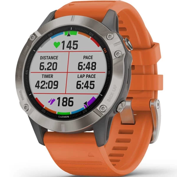 Montres Cardio GPS GARMIN FENIX 6 SAPPHIRE TITANE GRAY W/ORANGE BAND 21 Orange / Gris 3 Montres Cardio GPS GARMIN FENIX 6 SAPPHIRE TITANE GRAY W/ORANGE BAND 21 Orange / Gris – Image 3