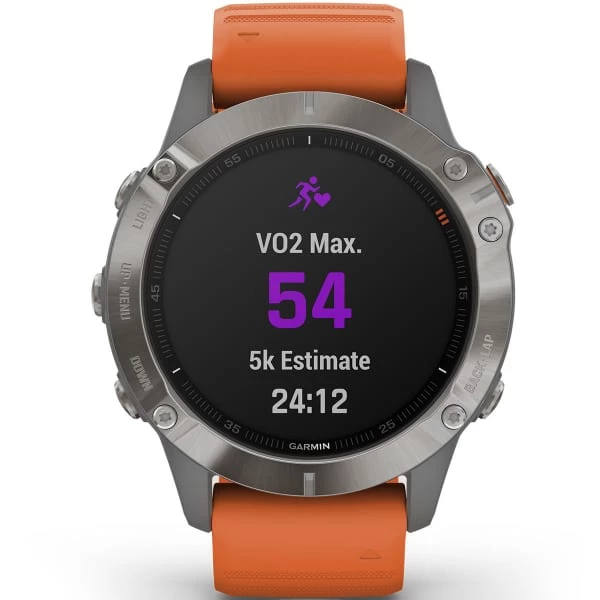 Montres Cardio GPS GARMIN FENIX 6 SAPPHIRE TITANE GRAY W/ORANGE BAND 21 Orange / Gris 5 Montres Cardio GPS GARMIN FENIX 6 SAPPHIRE TITANE GRAY W/ORANGE BAND 21 Orange / Gris – Image 5