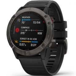 Montres Cardio GPS GARMIN FENIX 6X SAPPHIRE GRAY W/BLACK BAND 21 Noir / Gris