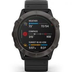 Montres Cardio GPS GARMIN FENIX 6X PRO SOLAR TITANE CARBON GRAY W/BLACK BAND 21 Noir -Electronique Eclairage Soldes 2022 9 64861 010 02157 21 06