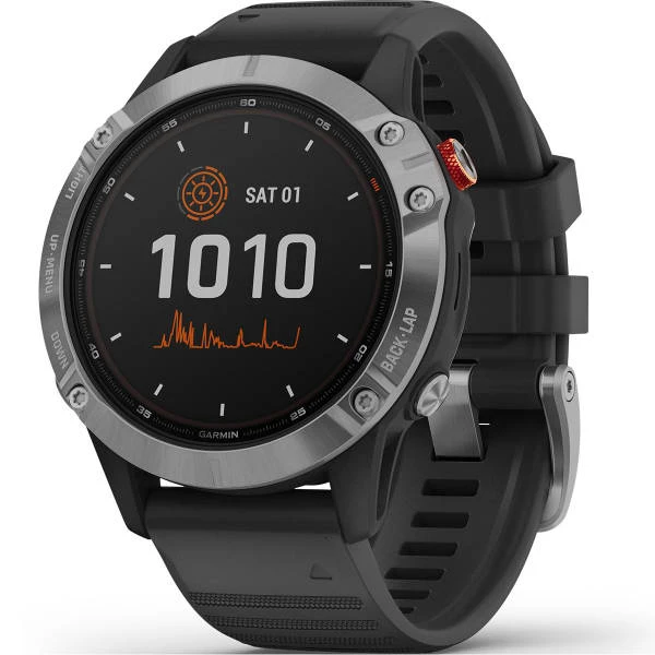 Montres Cardio GPS GARMIN FENIX 6 SOLAR SILVER W/BLACK BAND 21 Noir 1 Montres Cardio GPS GARMIN FENIX 6 SOLAR SILVER W/BLACK BAND 21 Noir