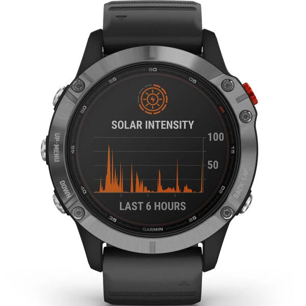 Montres Cardio GPS GARMIN FENIX 6 SOLAR SILVER W/BLACK BAND 21 Noir 6 Montres Cardio GPS GARMIN FENIX 6 SOLAR SILVER W/BLACK BAND 21 Noir – Image 6