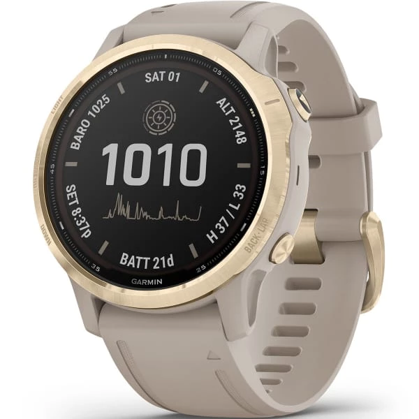 Montres Cardio GPS GARMIN FENIX 6S PRO SOLAR LT.GOLD W/ LT. SAND BAND 21 Beige 1 Montres Cardio GPS GARMIN FENIX 6S PRO SOLAR LT.GOLD W/ LT. SAND BAND 21 Beige