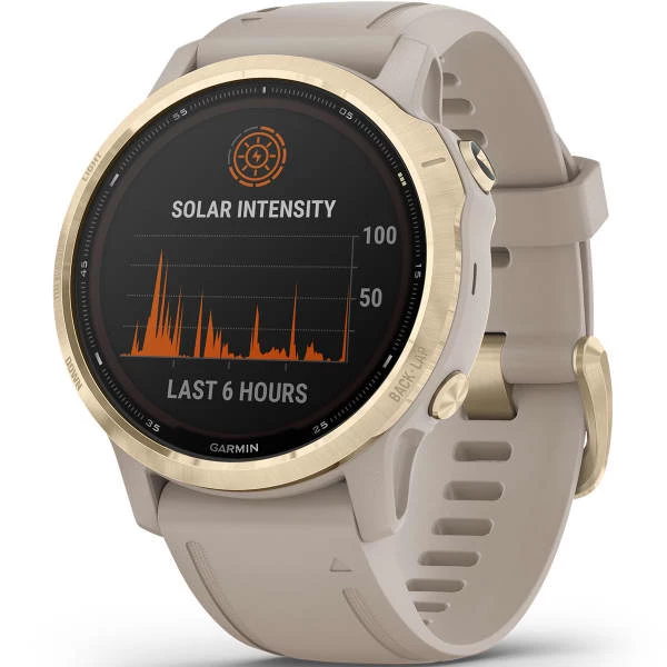 Montres Cardio GPS GARMIN FENIX 6S PRO SOLAR LT.GOLD W/ LT. SAND BAND 21 Beige 2 Montres Cardio GPS GARMIN FENIX 6S PRO SOLAR LT.GOLD W/ LT. SAND BAND 21 Beige – Image 2