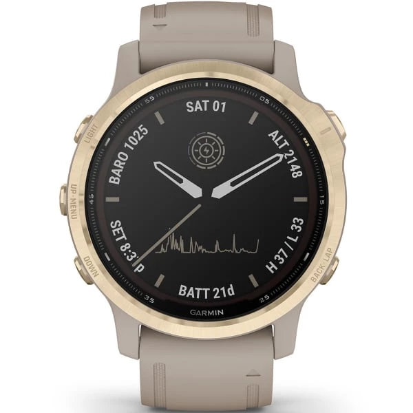 Montres Cardio GPS GARMIN FENIX 6S PRO SOLAR LT.GOLD W/ LT. SAND BAND 21 Beige 3 Montres Cardio GPS GARMIN FENIX 6S PRO SOLAR LT.GOLD W/ LT. SAND BAND 21 Beige – Image 3