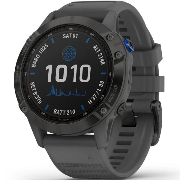 Montres Cardio GPS GARMIN FENIX 6 PRO SOLAR BLACK W/SLATE GRAY BAND 21 Gris 1 Montres Cardio GPS GARMIN FENIX 6 PRO SOLAR BLACK W/SLATE GRAY BAND 21 Gris