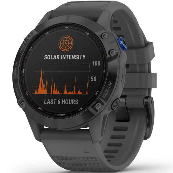 Montres Cardio GPS GARMIN FENIX 6 PRO SOLAR BLACK W/SLATE GRAY BAND 21 Gris 2 Montres Cardio GPS GARMIN FENIX 6 PRO SOLAR BLACK W/SLATE GRAY BAND 21 Gris – Image 2